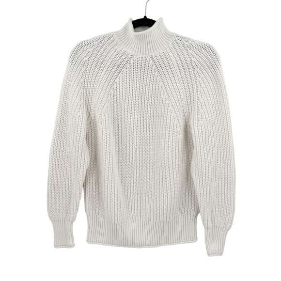 J. Crew Relaxed Rollneck Knit Cotton Sweater in White BE159 - Picture 9 of 9